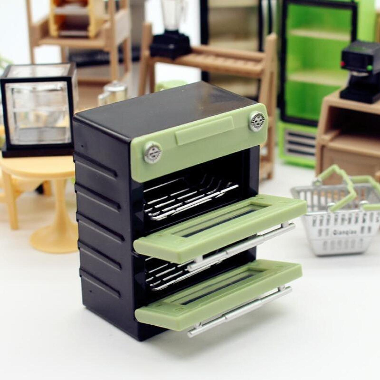 Kitchen Appliances Green - Four miniature pour maison de poupée,