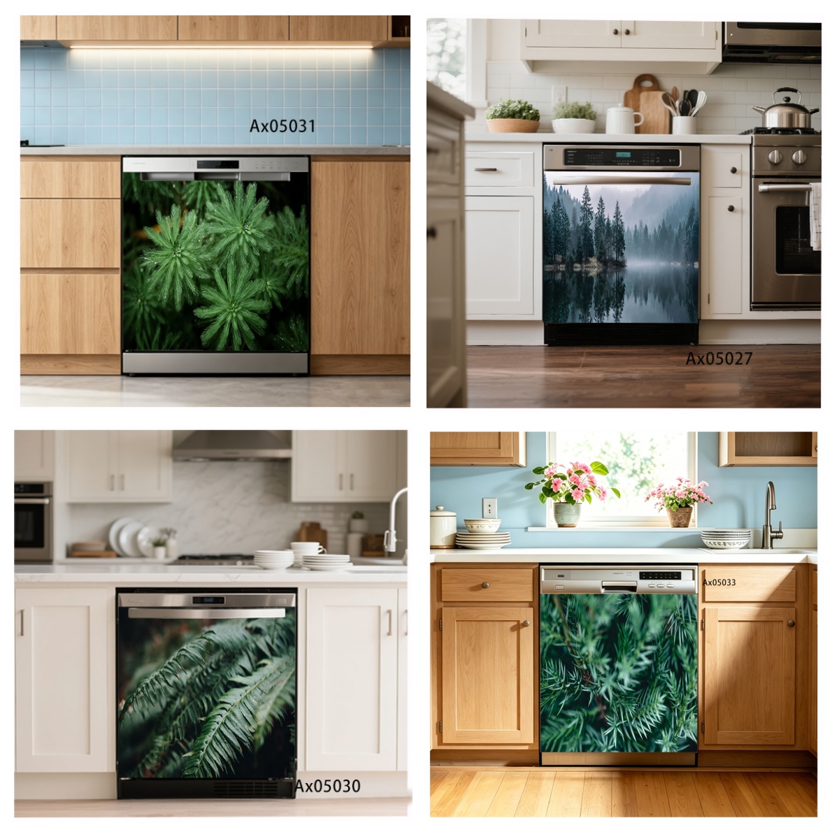 Kitchen Appliances Green - Autocollant décoratif pour lave-vaisselle, motif feuille