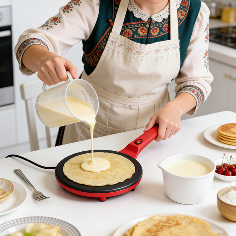 Crepe Maker Non Stick - Crêpière Électrique à Chauffage Unilatéral, Anti-Brûlure,